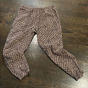 Anthropologie Patterned Linen Blend Elastic Waist Joggers Medium